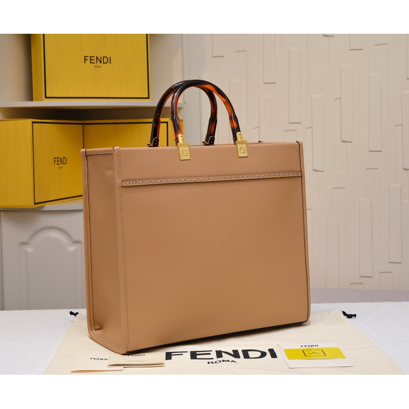 F**di sunshine medium tote bag light brown leather