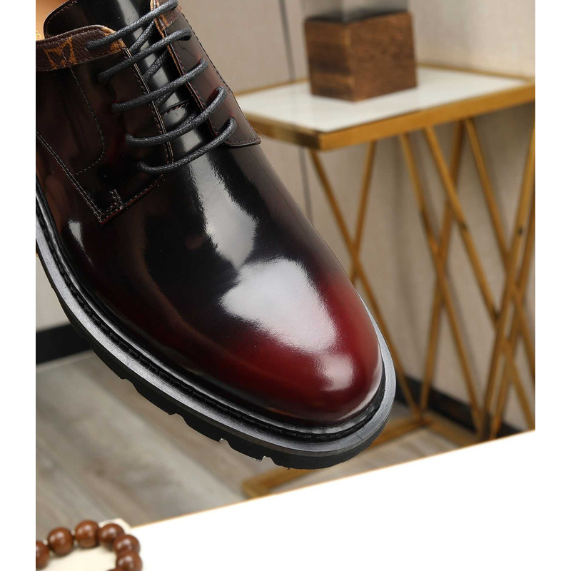 l**is V*t*n patent calf leather derby black and red