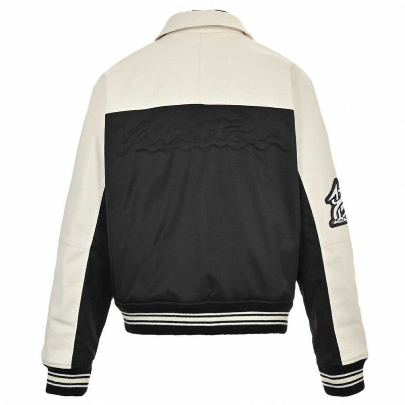 l**is V*t*n leather and nylon blouson jacket black and white