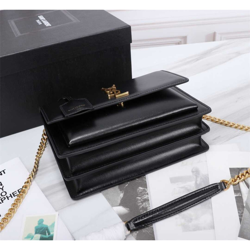 Saint Laurent Sunset Leather Bag Medium Black