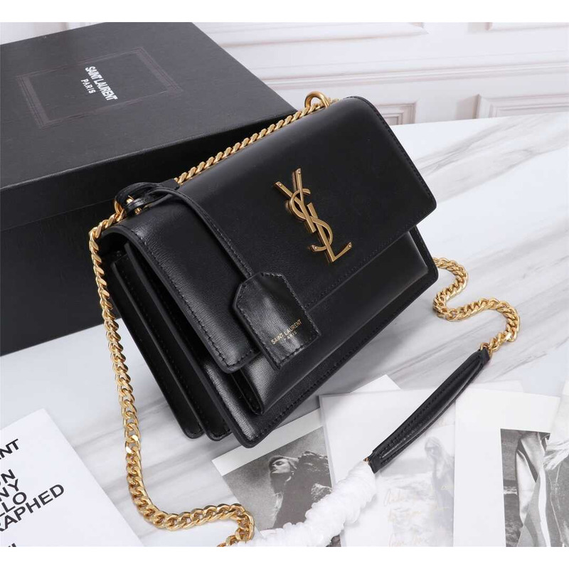 Saint Laurent Sunset Leather Bag Medium Black