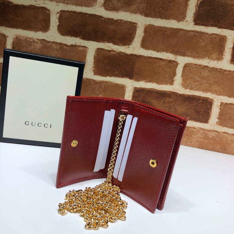 G*u*i horsebit 1955 card case wallet red