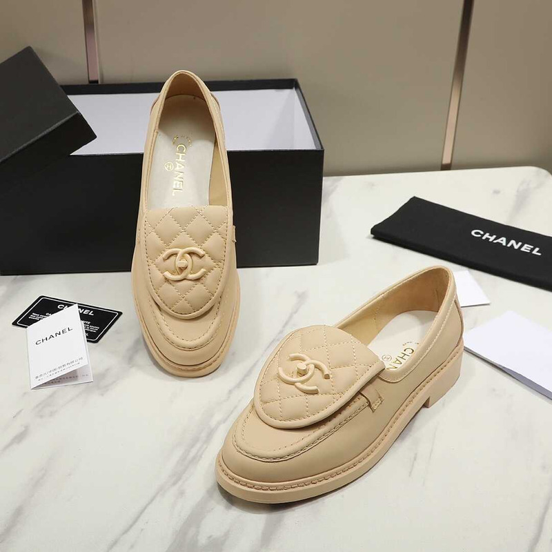 Ch*el lambskin moccasins loafers yellow