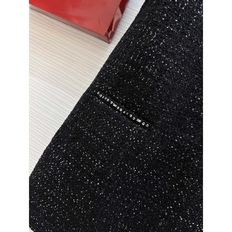 Valentino Metallic Tweed Polo Mini Dress In Black