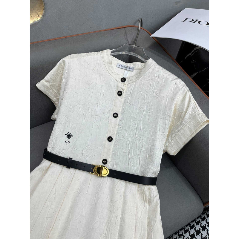 D*or belted white shirt dress