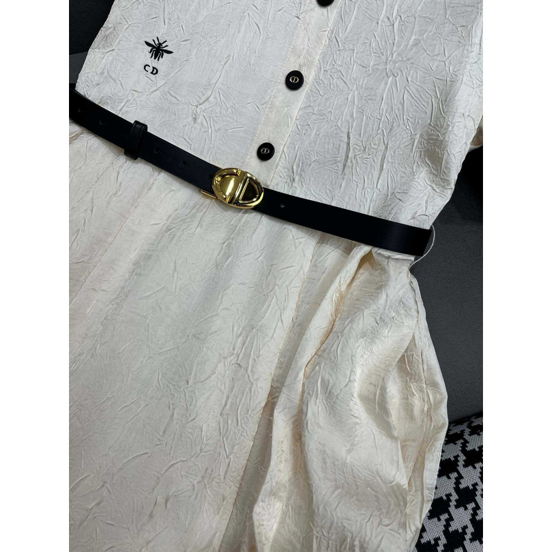 D*or belted white shirt dress