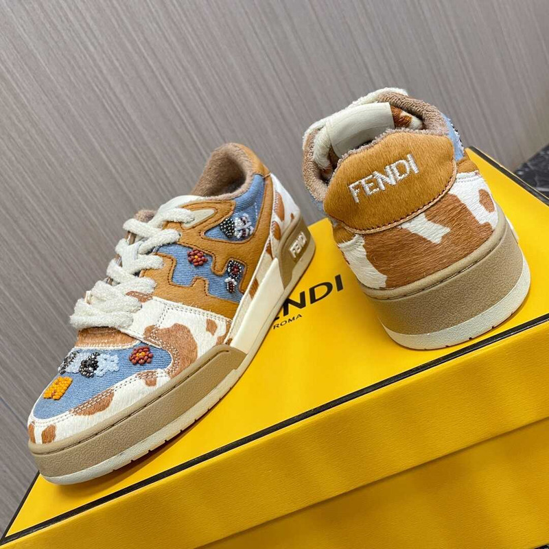 F**di match low top denim sneakers multi color