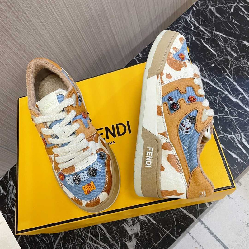 F**di match low top denim sneakers multi color