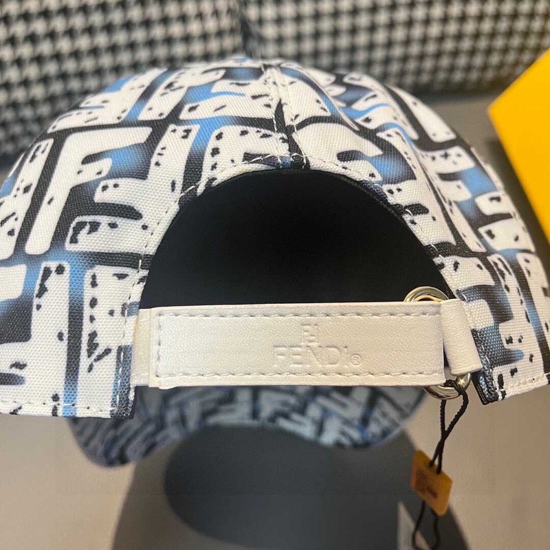 F**di hat ff jacquard fabric baseball cap white and blue