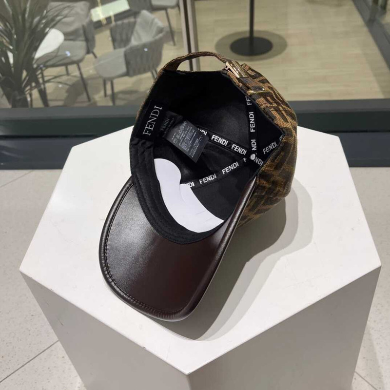 F**di ff motif jacquard denim baseball cap brown