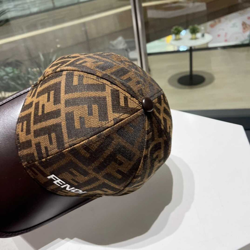 F**di ff motif jacquard denim baseball cap brown