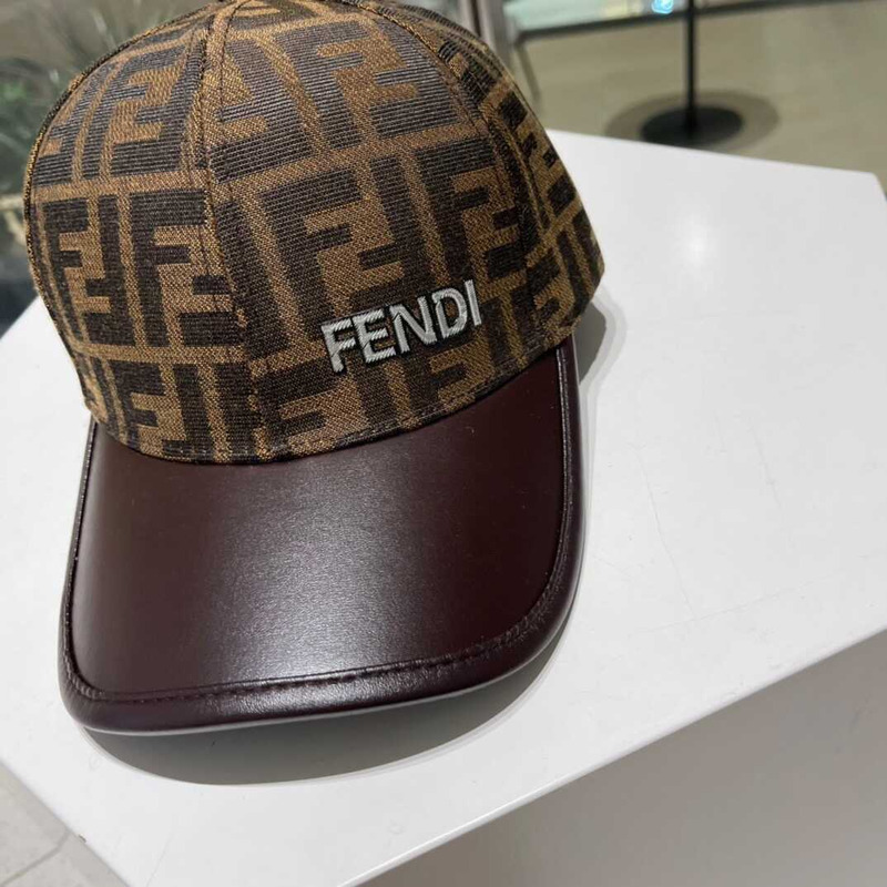 F**di ff motif jacquard denim baseball cap brown