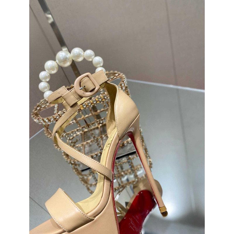 Ch**an louboutin platform sandals heels 15cm beige