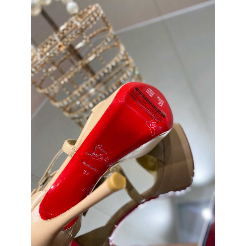 Ch**an louboutin platform sandals heels 15cm beige