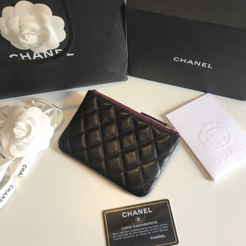 Ch*el lambskin wallet black