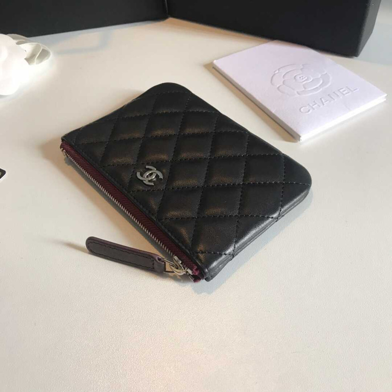 Ch*el lambskin wallet black