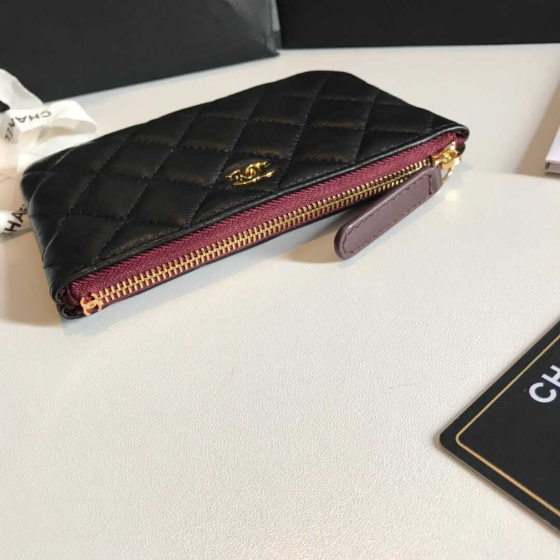 Ch*el lambskin wallet black