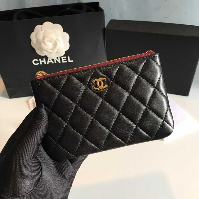 Ch*el lambskin wallet black