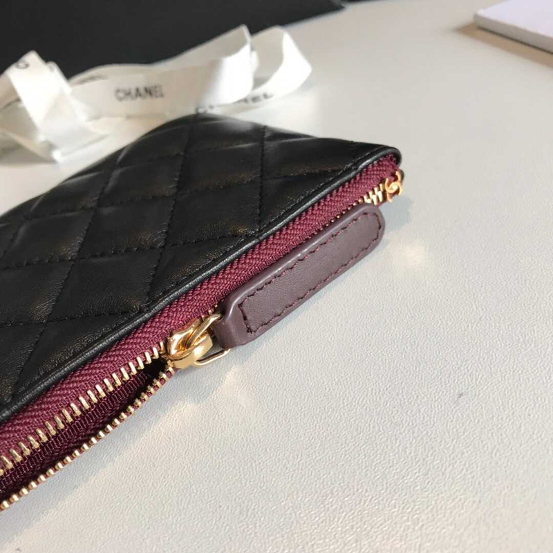 Ch*el lambskin wallet black