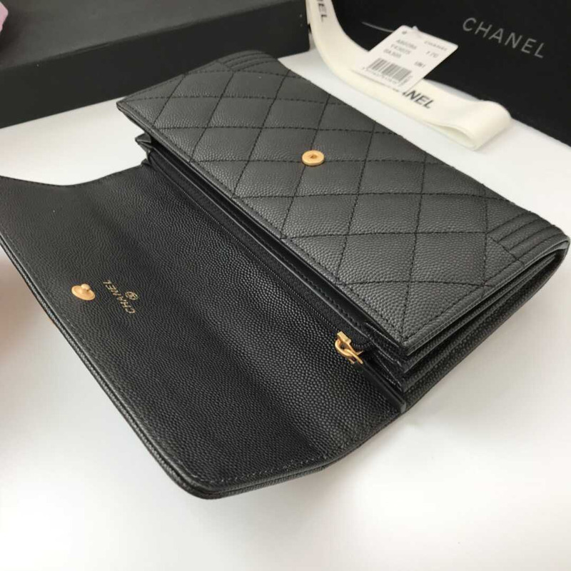 Ch*el caviar quilted large boy gusset flap wallet
