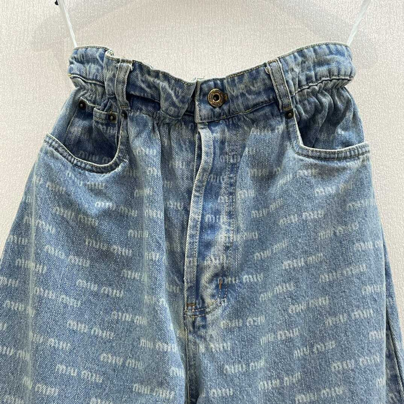 Miu Miu Corduroy Wide-Leg Pants Denim Blue