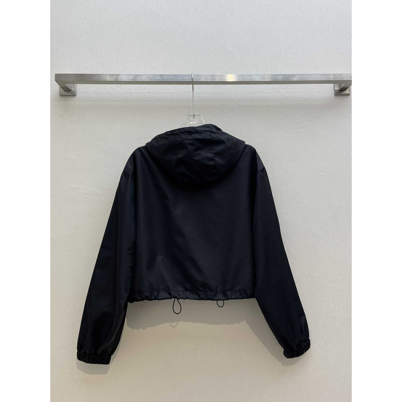 Pra*a re-nylon hooded track jacket black