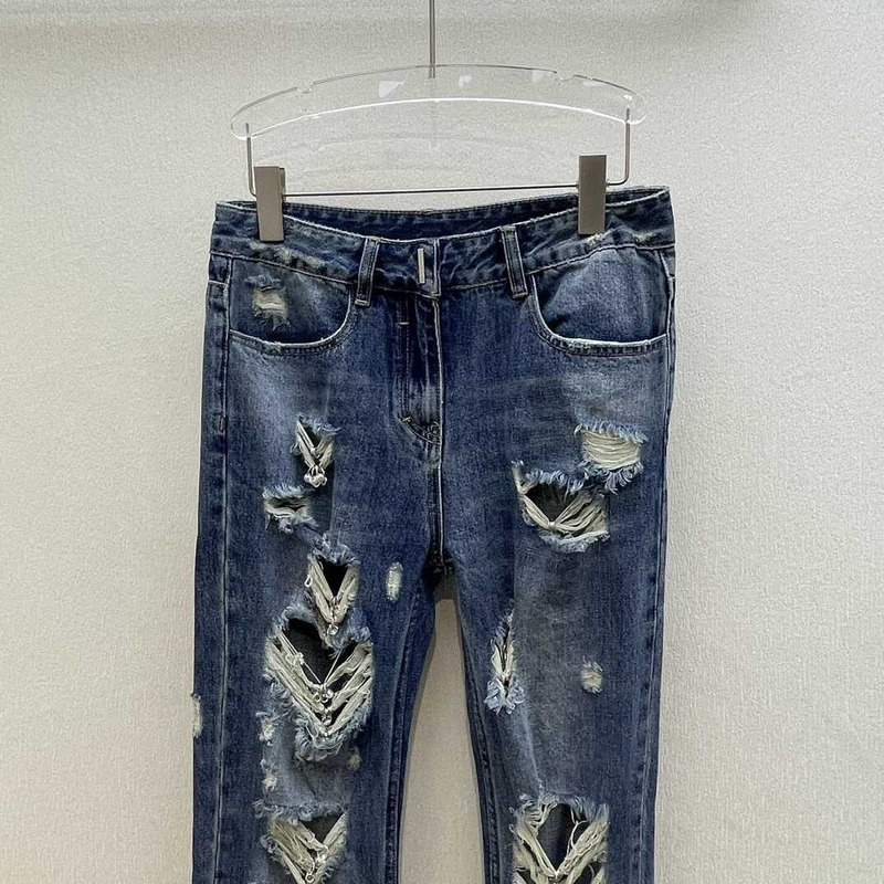 Givenchy Straight-Leg Distressed Jeans Blue