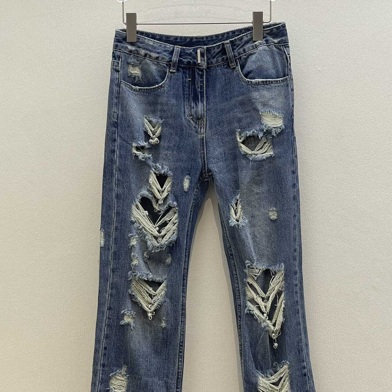 Givenchy Straight-Leg Distressed Jeans Blue