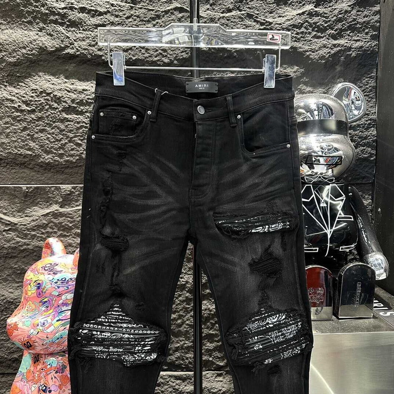 Amiri Distressed Skinny Jeans Black