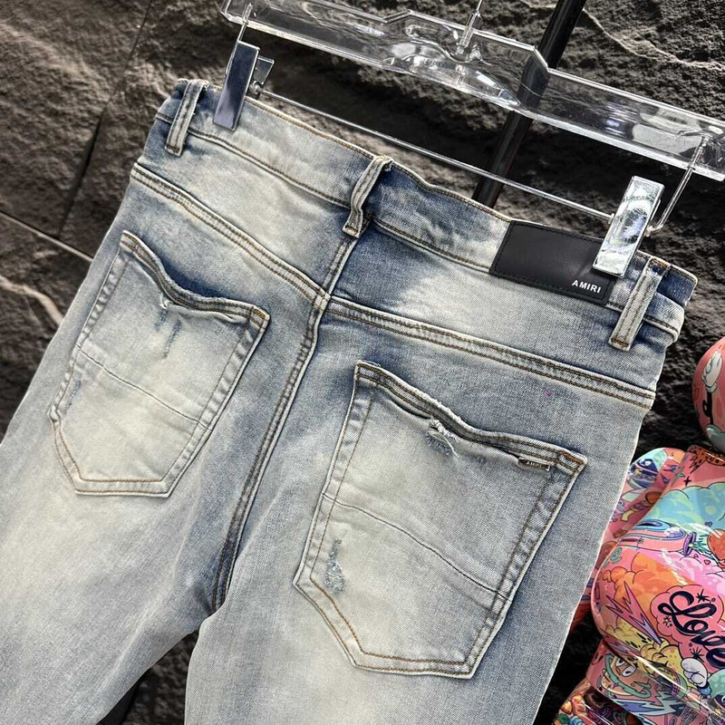 Amiri Logo Distressed Skinny Jeans Blue