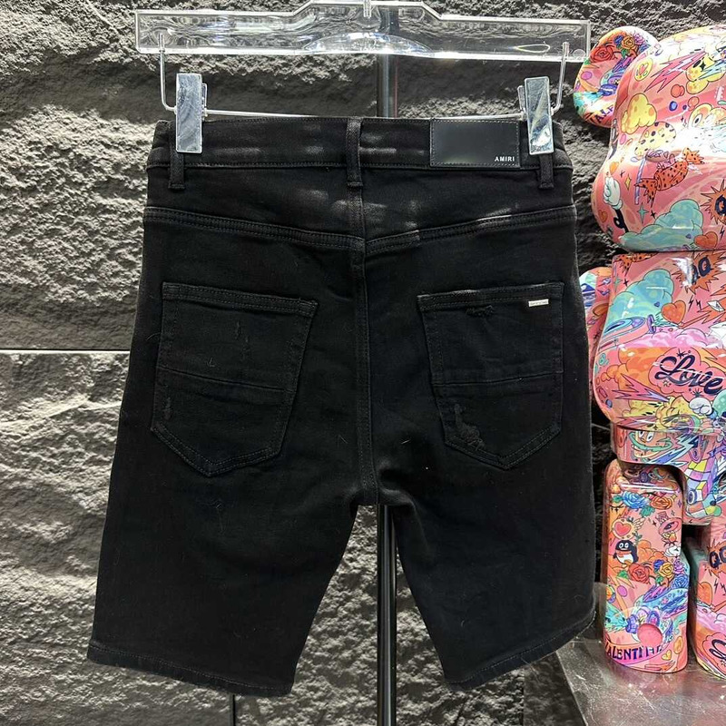 Amiri Ripped Demim Shorts Black