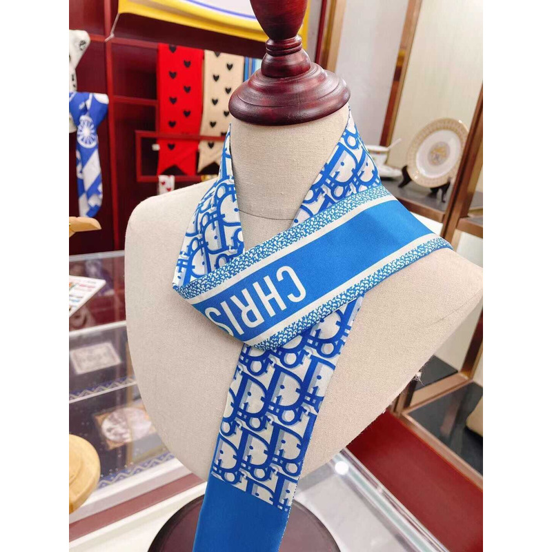 D*or ch**an silk oblique mitzah scarf  blue