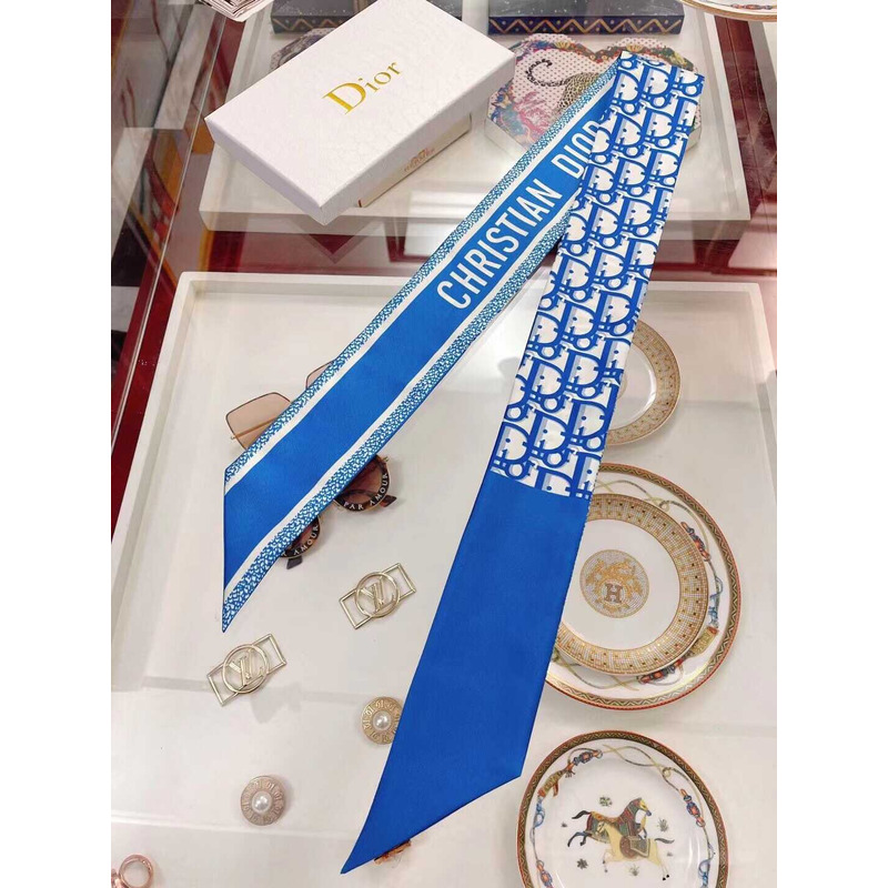 D*or ch**an silk oblique mitzah scarf  blue