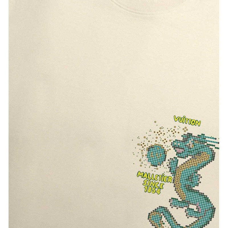 l**is V*t*n short-sleeved cotton knitted crewneck beige