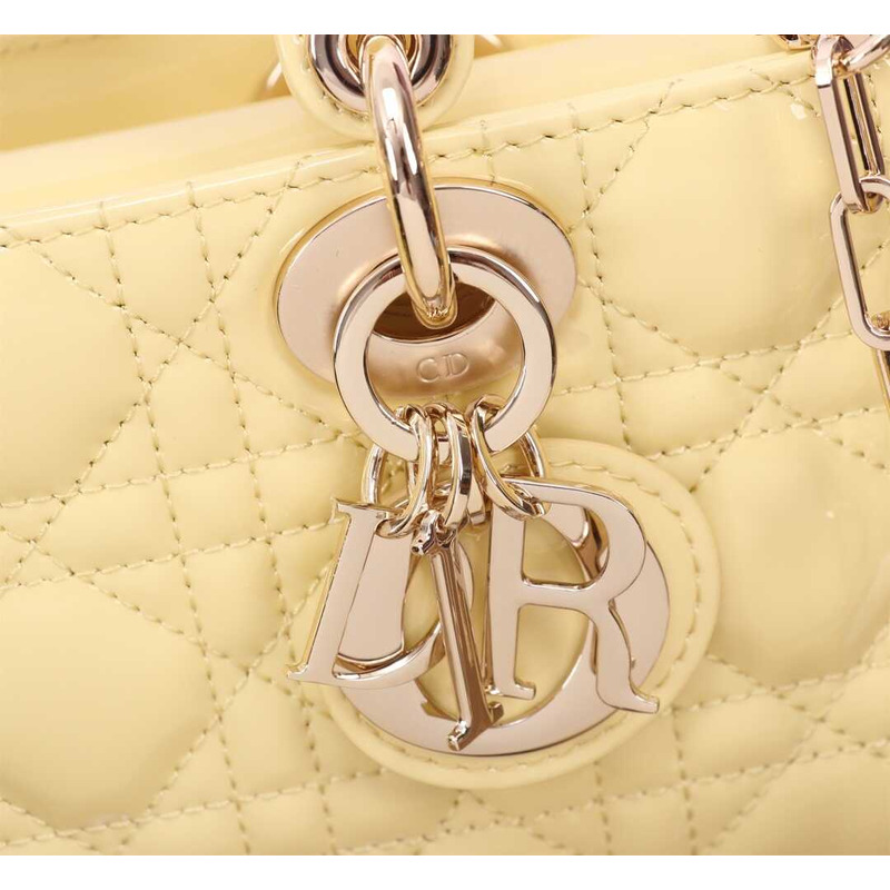 D*or cannage lambskin small lady d-joy bag yellow