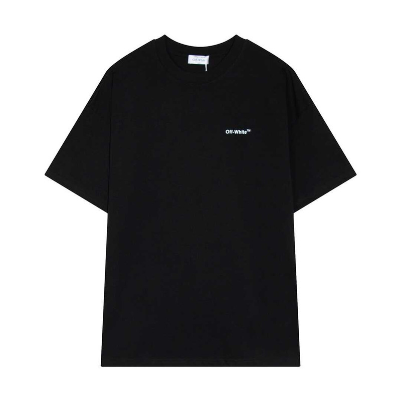 Off White Cotton T-Shirt Black