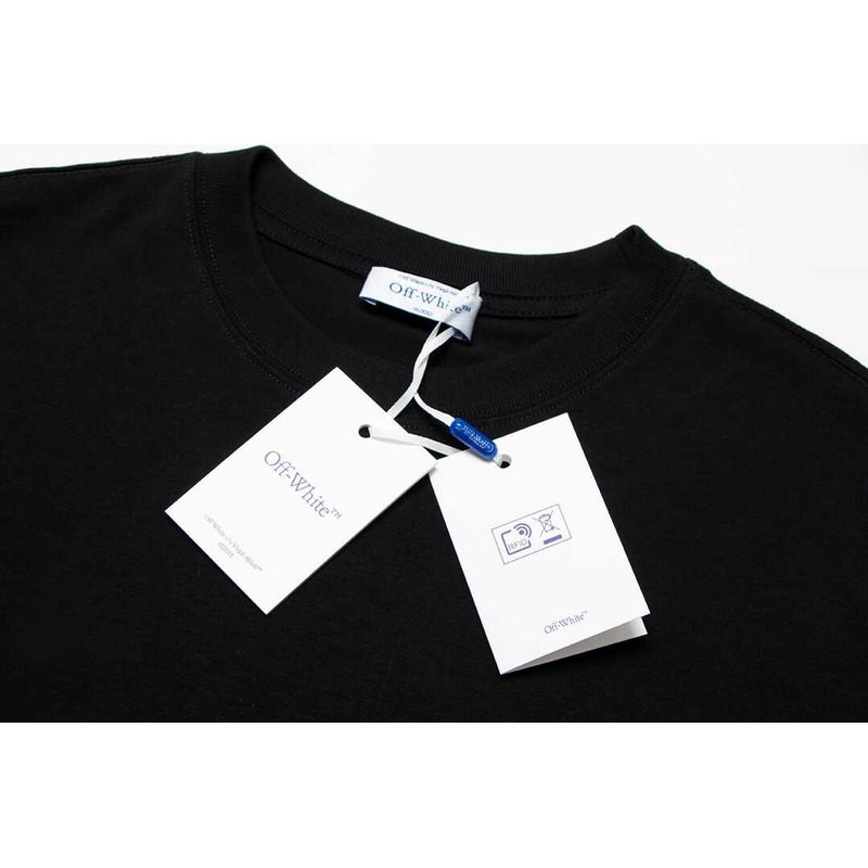 Off White Cotton T-Shirt Black