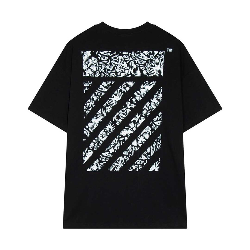 Off White Cotton T-Shirt Black