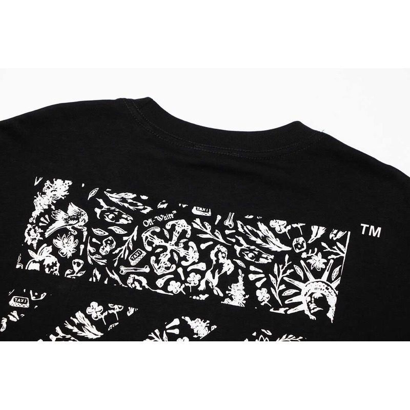 Off White Cotton T-Shirt Black