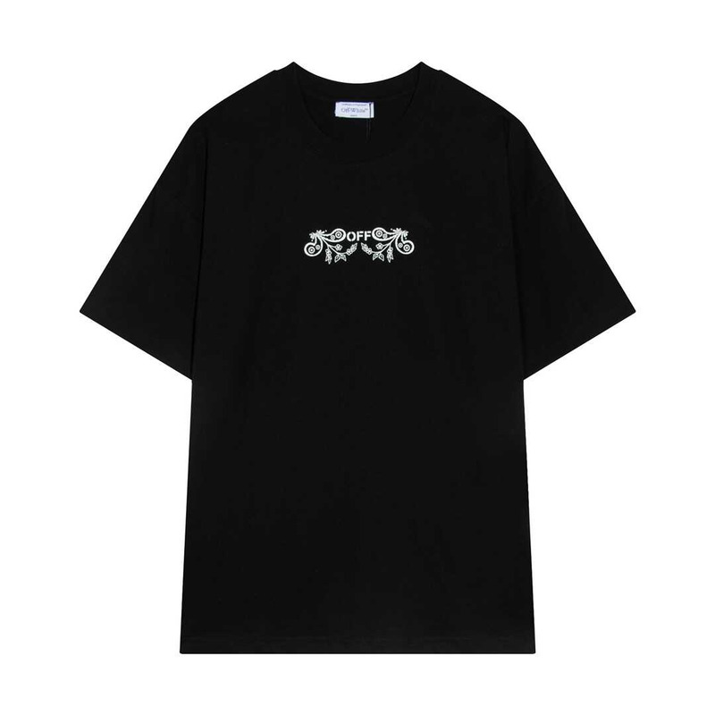 Off White Tattoo Print Arrow Loose T-Shirt Black
