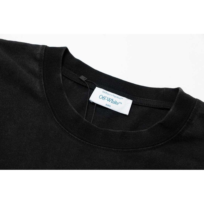 Off White Cotton T-Shirt Black