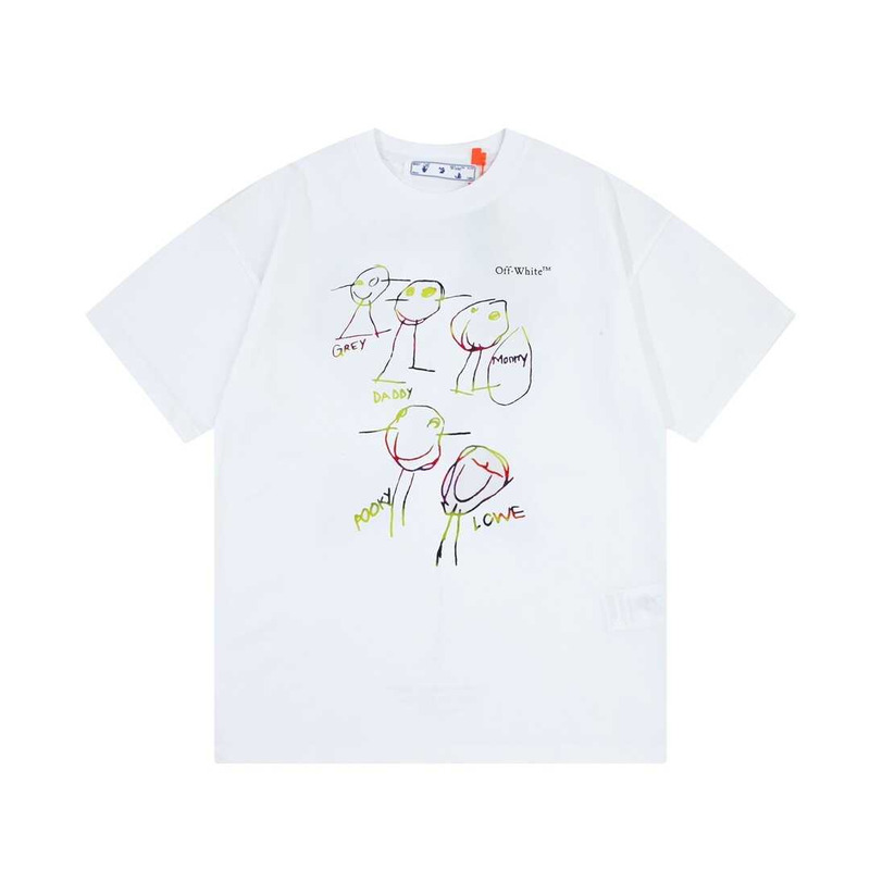 Off White 23Ss Rainbow Cartoon Print Arrow T-shirt White