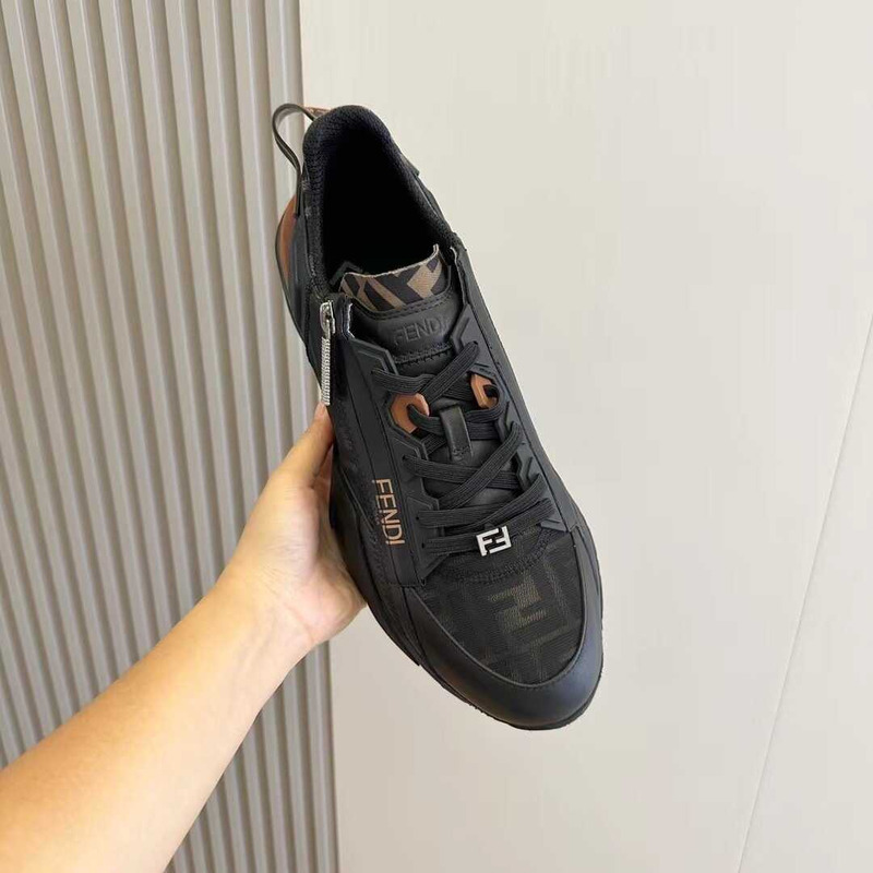 F**di multicolor leather and fabric flow sneakers