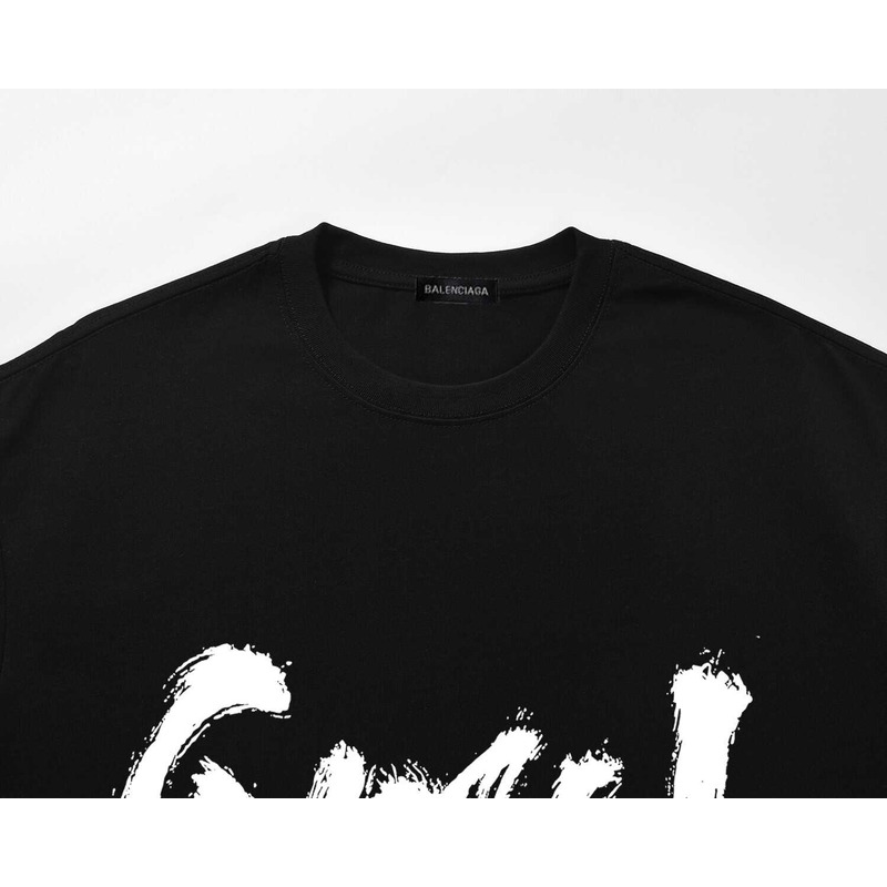 g*u*i & Ba*len*cia*ga t-shirt with print g*u*i front Ba*len*cia*ga back black