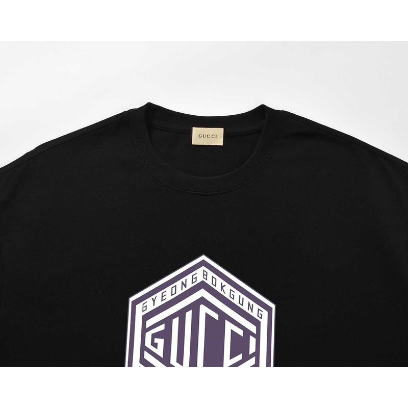 G*u*i cotton jersey t-shirt with G*u*i printed in black