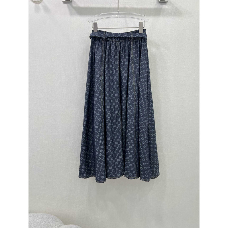 G*u*i washed organic denim skirt blue