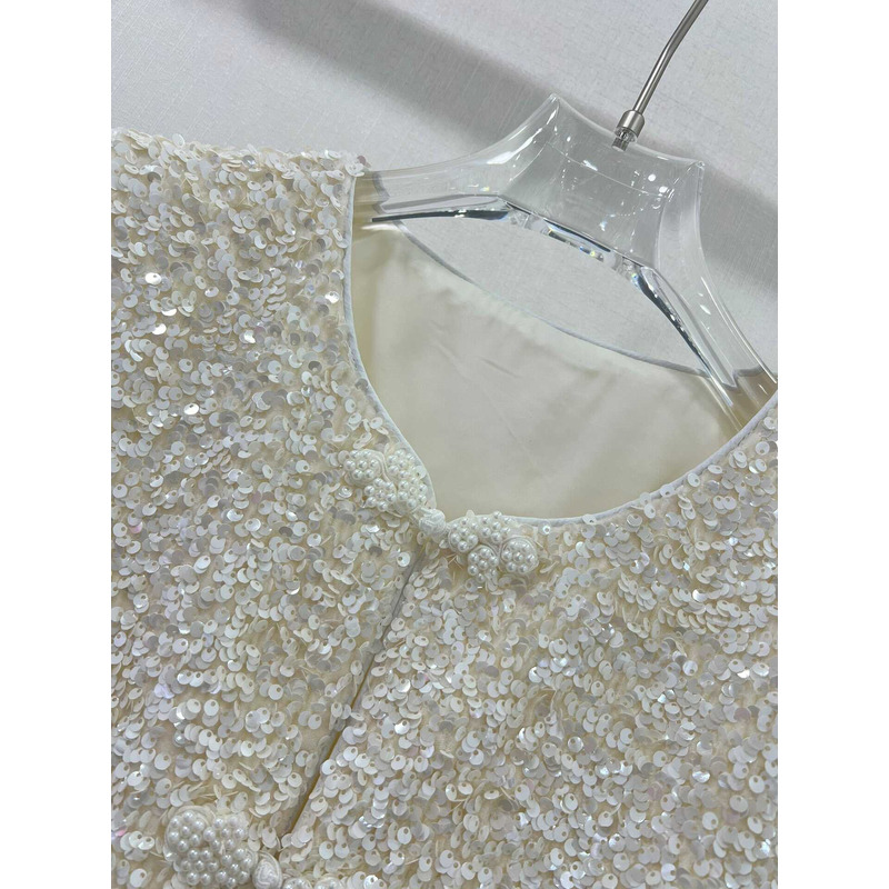 Ch*el sequin vest jacket white