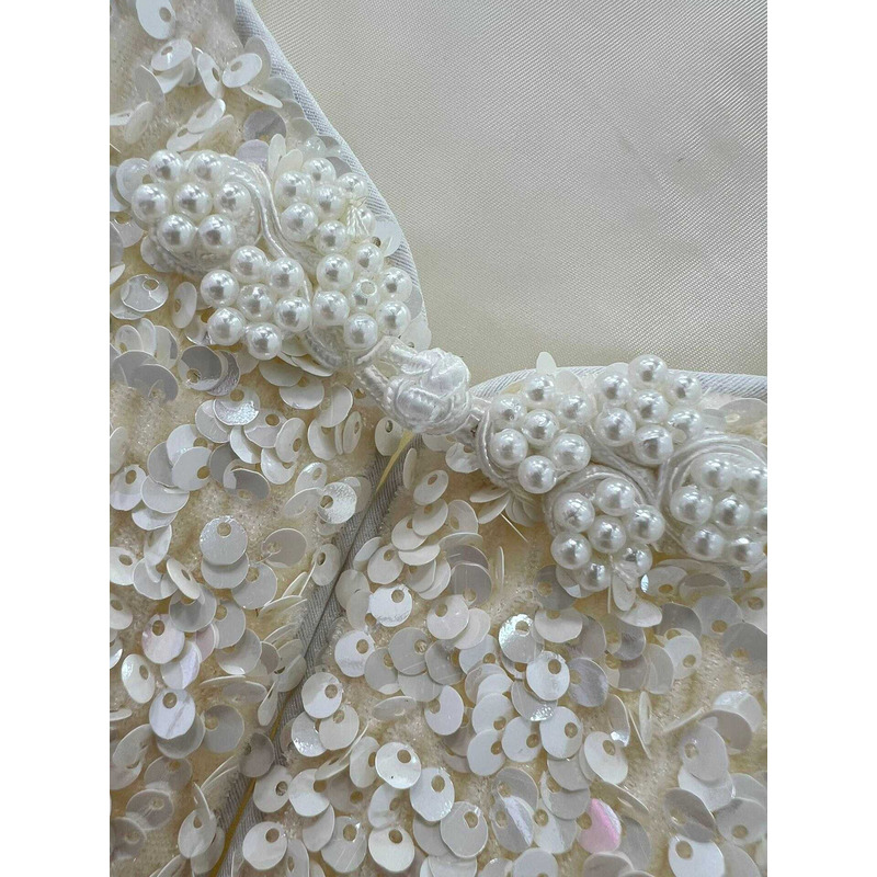 Ch*el sequin vest jacket white