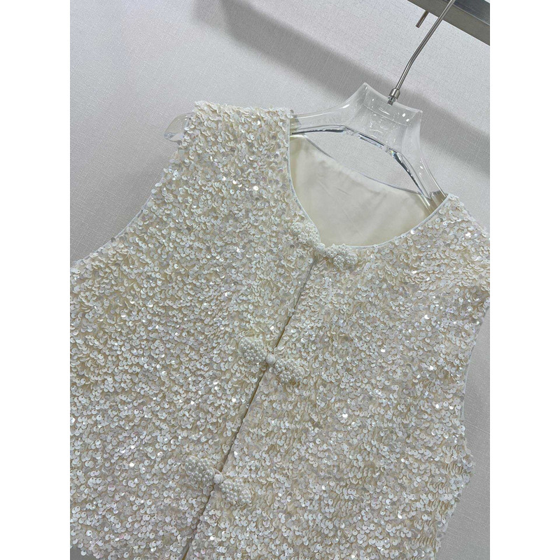 Ch*el sequin vest jacket white