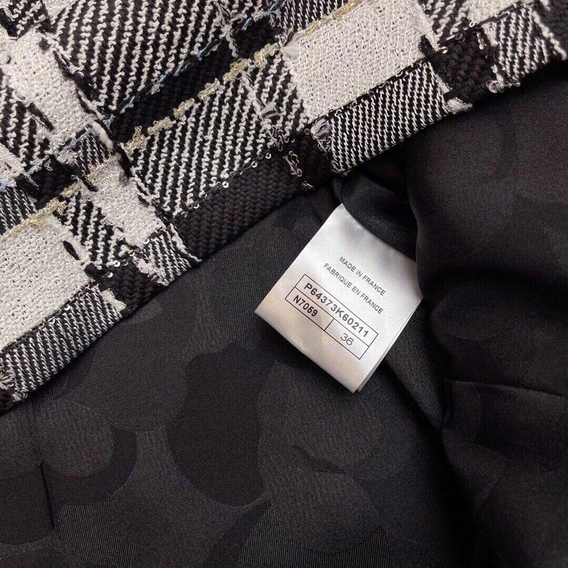Ch*el tweed dress black and white
